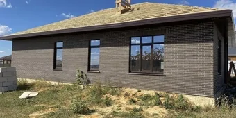 Остекление коттеджей,KBE-Expert 70мм. Стеклопакеты с мультифункцией. Ламинирование внешнее - темный дуб. Гарантия от завода производителя 3 года.